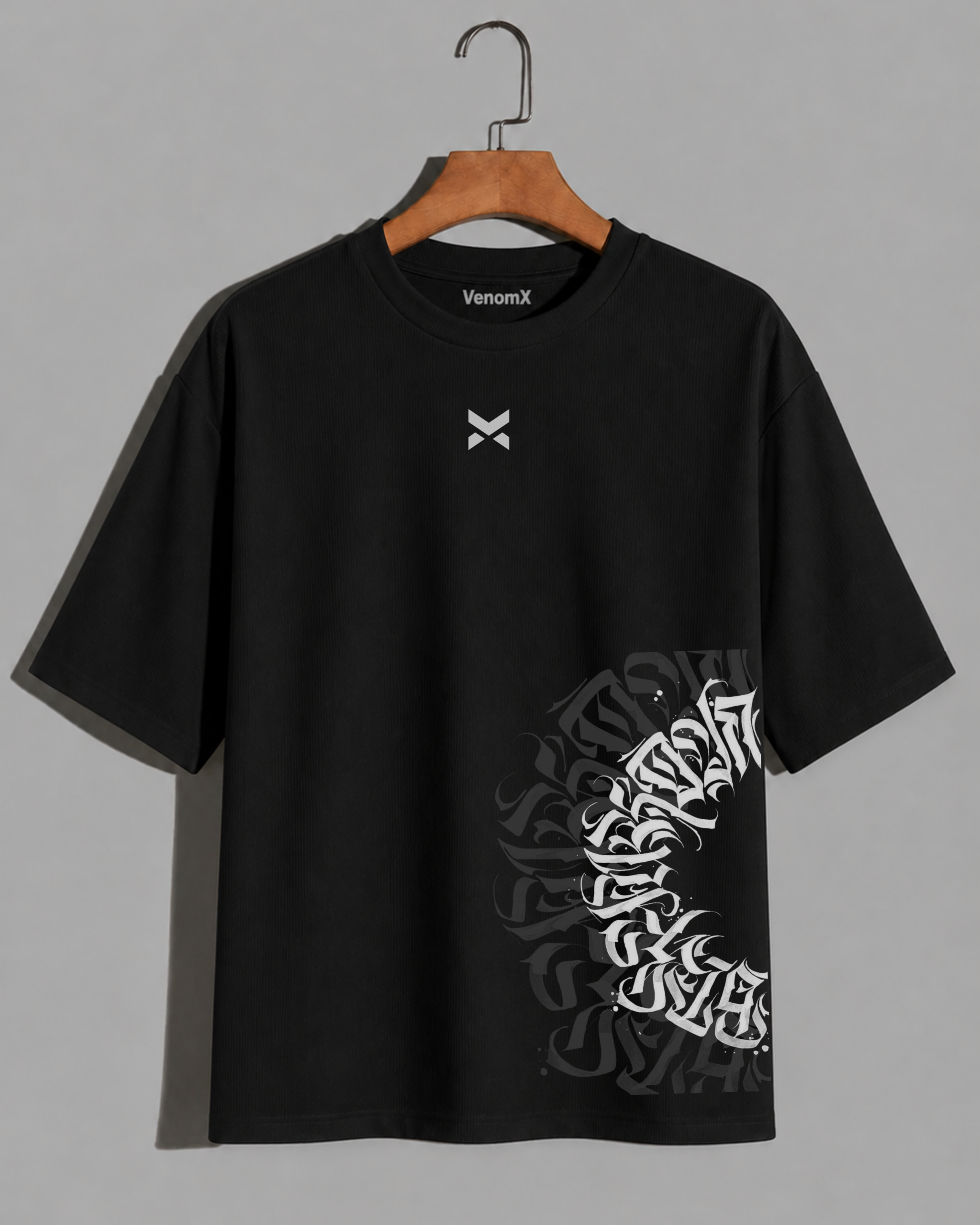 venomx black graffiti venom oversized tee front