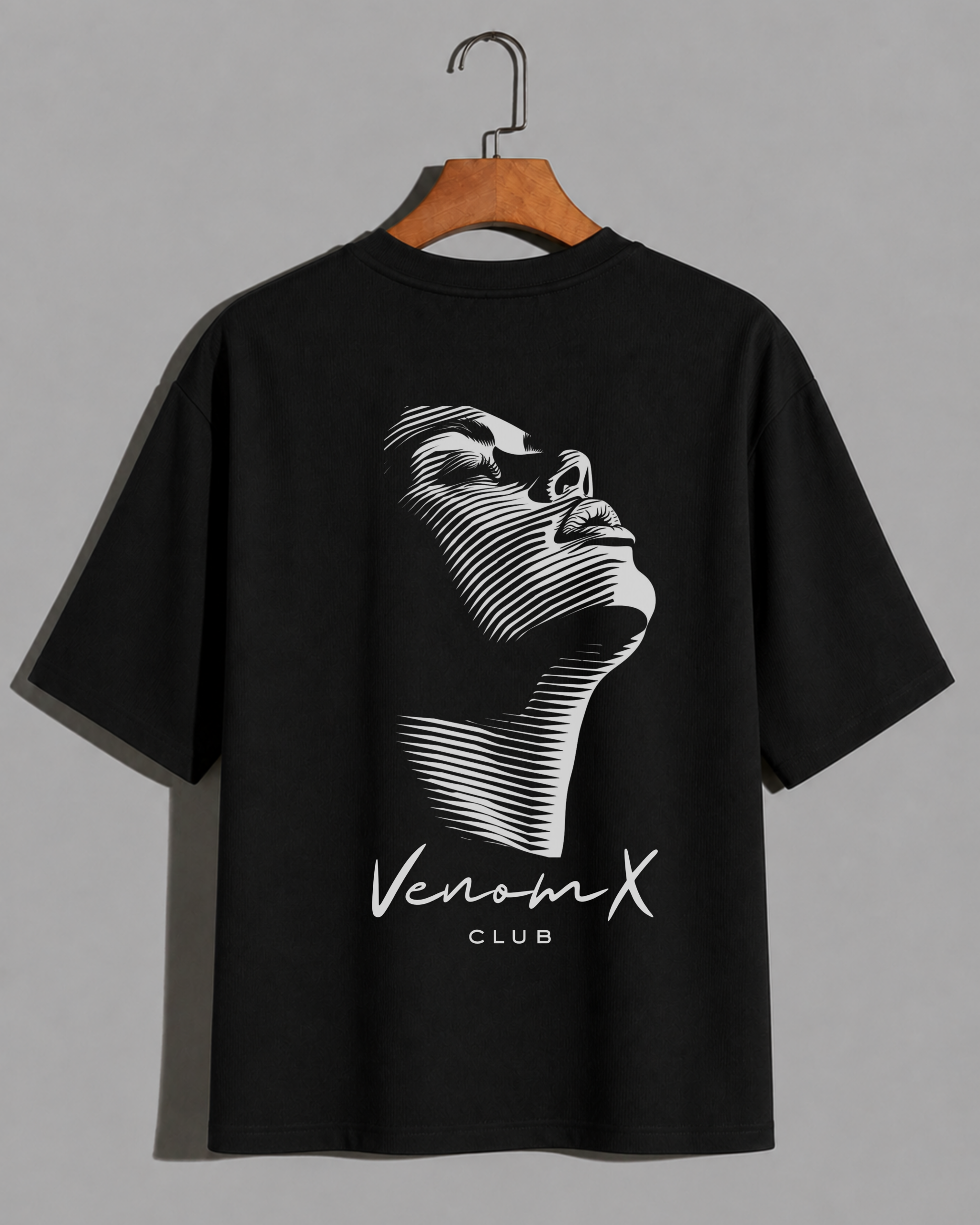 venomx black venomx club woman lineart oversized tee back